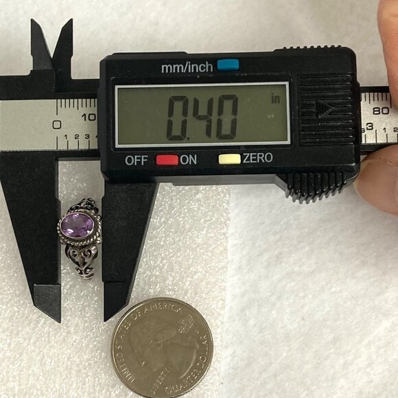 Oxidized Sterling Silver 925 Oval Amethyst Scrollwork Openwork Ring Size 6.75 - Picture 13 of 16